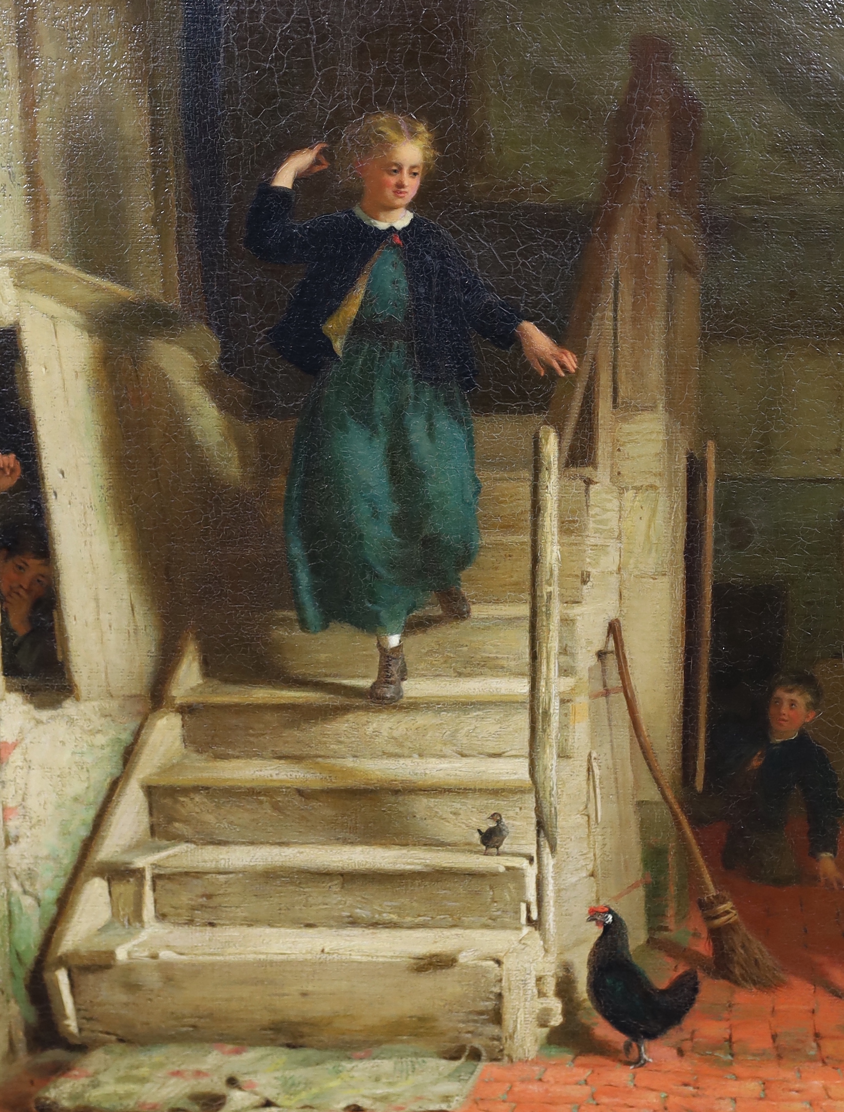 Samuel Barling Clarke (English, fl.1852-1878), oil on canvas, 'Hide and Seek', signed and inscribed verso - The Vines Amberley, Sussex, 63 x 50cm, Please note this lot attracts an additional import tax of 5% on the hamme
